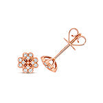 Lightweight rose gold diamond clover earrings
