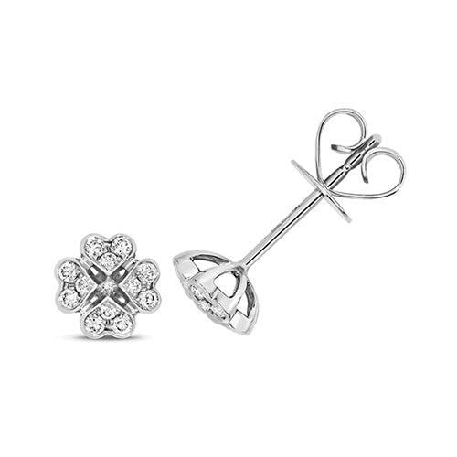 0.18ct white gold diamond clover studs