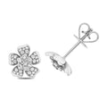 Diamond clover flower studs in 18ct white gold