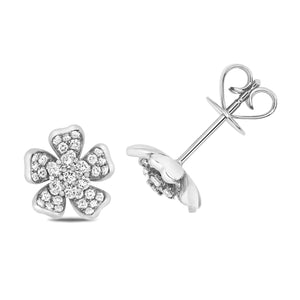 DIAMOND Clover FLOWER STUDS IN 18CT WHITE GOLD