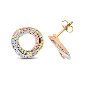 DIAMOND INTERLOCKING CIRCLE OF LIFE STUDS IN 18CT GOLD