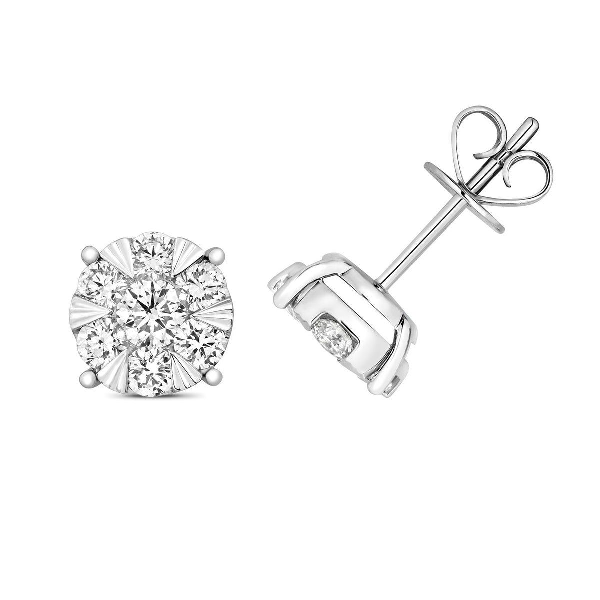 1ct diamond studs in 18ct white gold