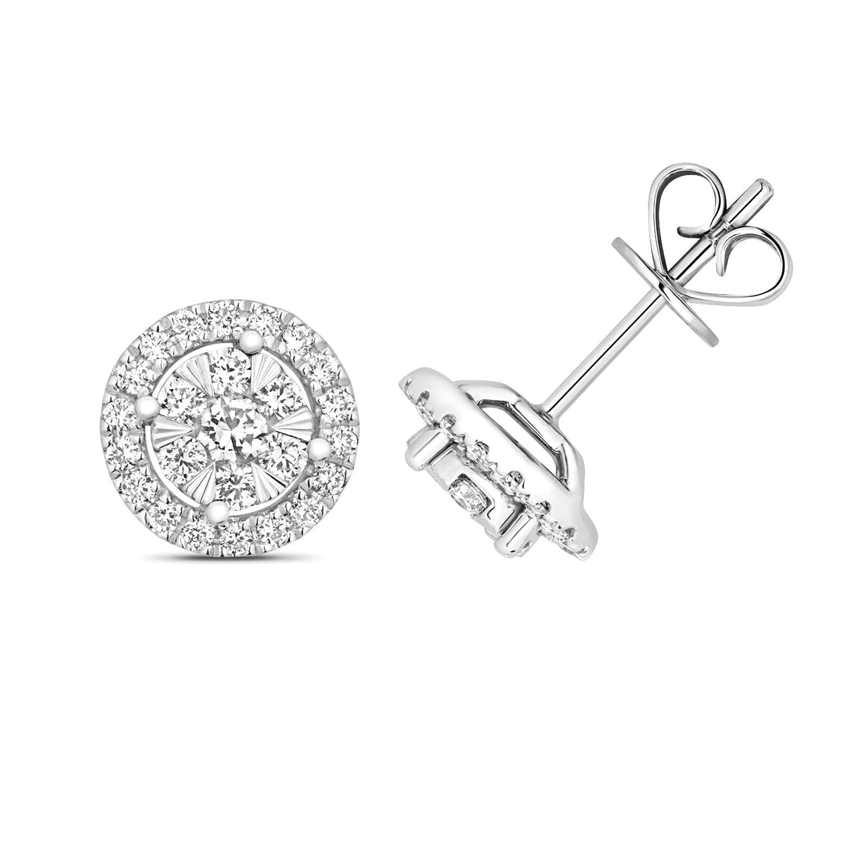 Diamond brilliant halo studs