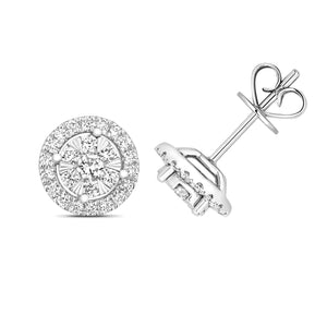 DIAMOND BRILLIANT HALO STUDS IN 18CT WHITE GOLD