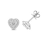 Sparkling heart halo diamond earrings