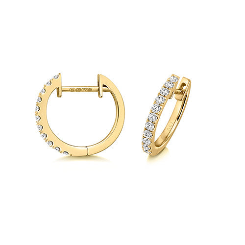 14mm yellow gold diamond hoops