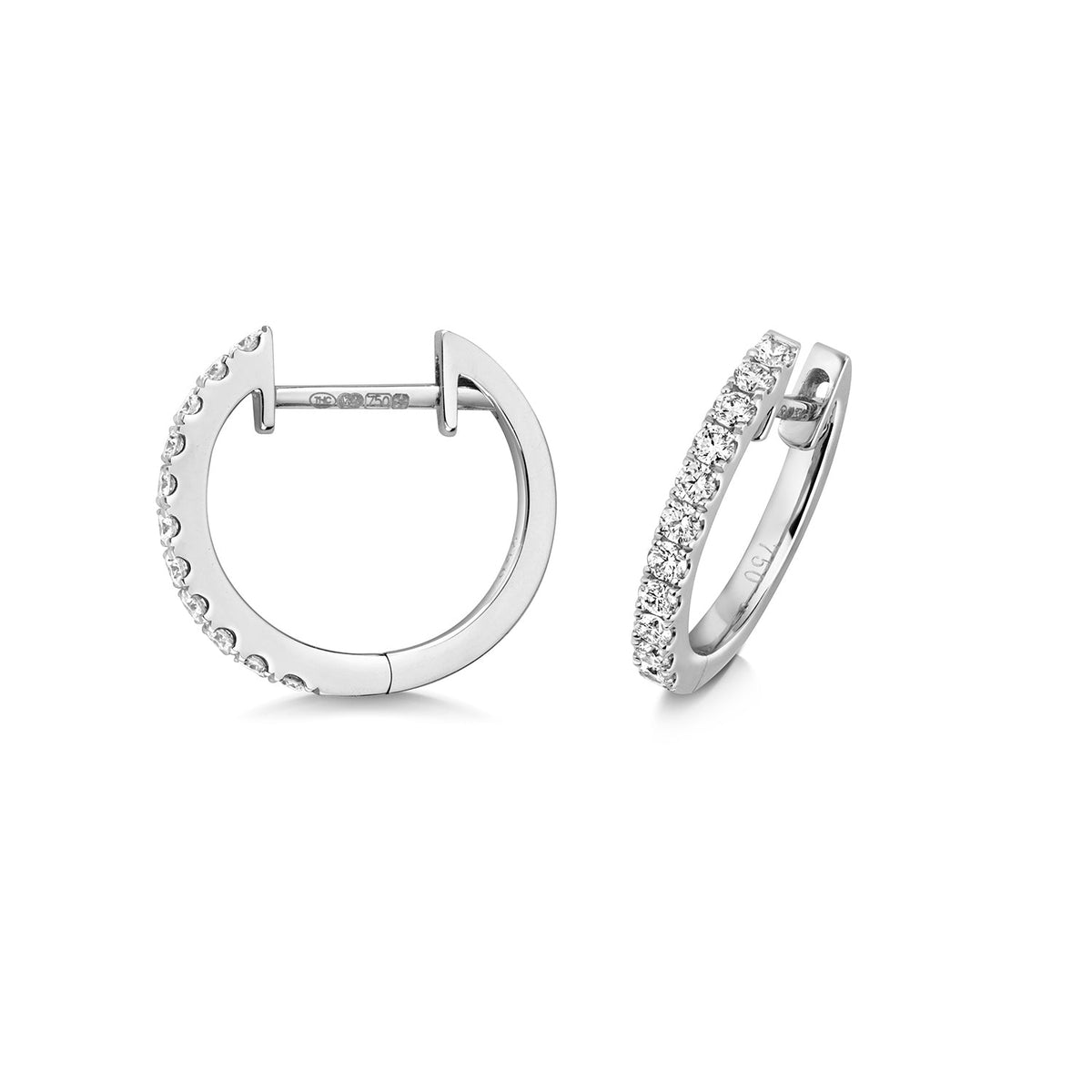 Diamond hoop earrings in 18ct white gold