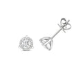 Boucles d'oreilles à trois griffes en or blanc 18 carats, serties de diamants brillants