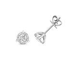 Boucles d'oreilles à trois griffes en or blanc 18 carats, serties de diamants brillants