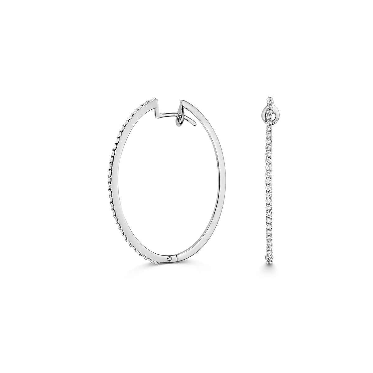 Créoles ovales en or blanc 18 carats serties de diamants