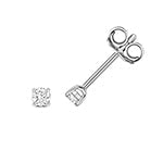 Puces d'oreilles à quatre griffes en or blanc 18 carats serties de diamants