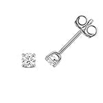 Puces d'oreilles à quatre griffes en or blanc 18 carats serties de diamants