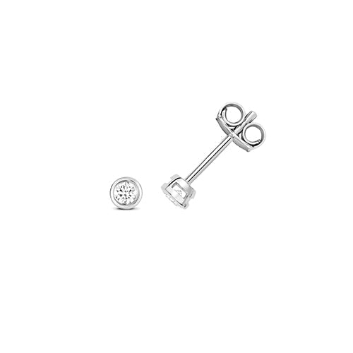 Puces d'oreilles en or blanc 18 carats serties de diamants