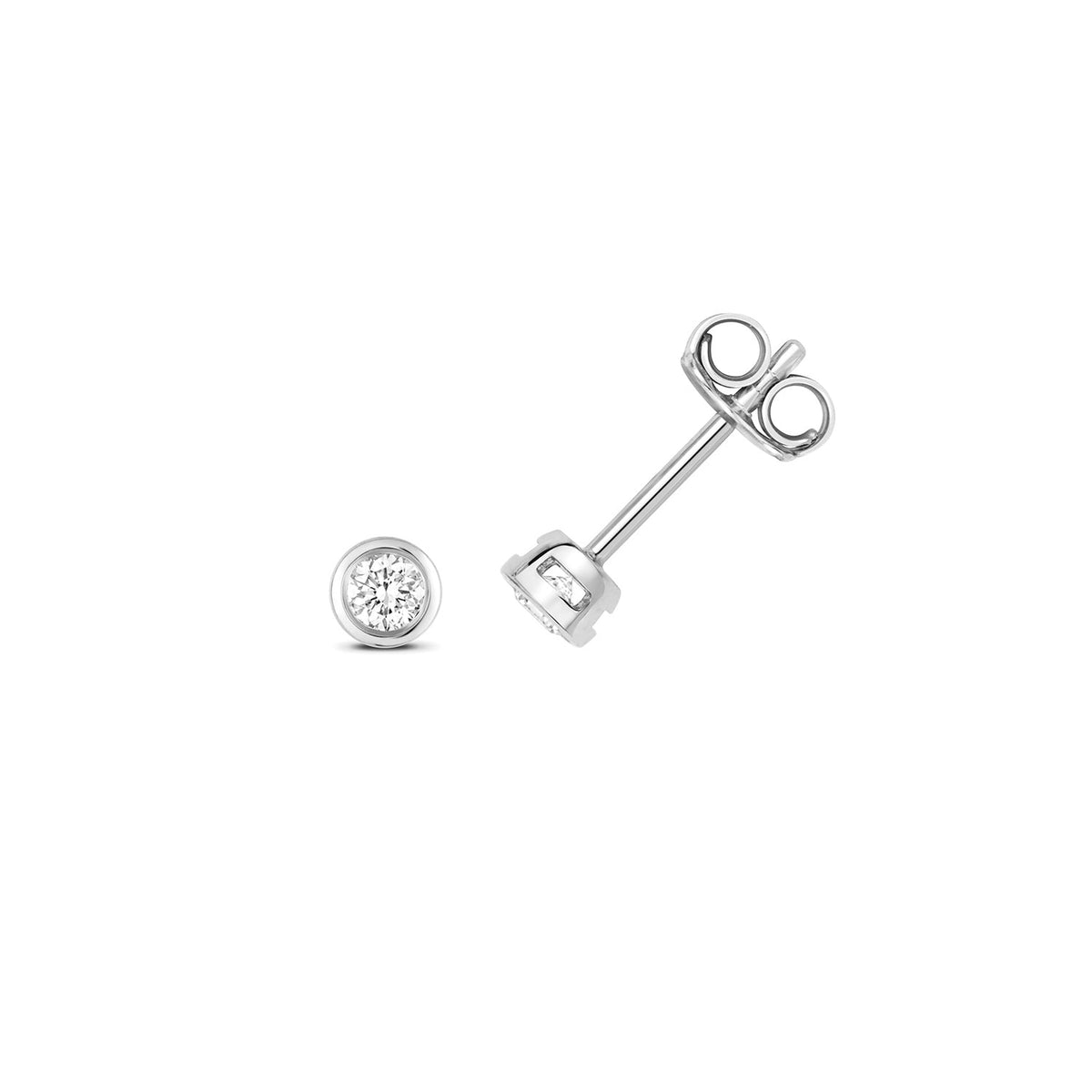 Puces d'oreilles en or blanc 18 carats serties de diamants