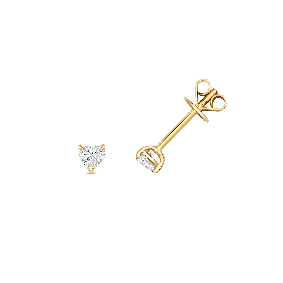 Puces d'oreilles en forme de cœur serties de diamants et en or 18 carats
