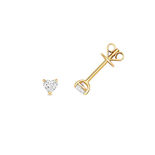 Puces d'oreilles en forme de cœur serties de diamants et en or 18 carats