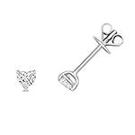 Puces d'oreilles en forme de cœur serties de diamants et en or blanc 18 carats