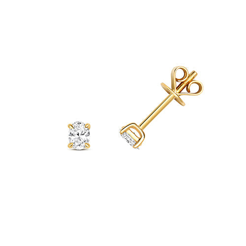 Puces d'oreilles en or 18 carats serties de diamants taille ovale