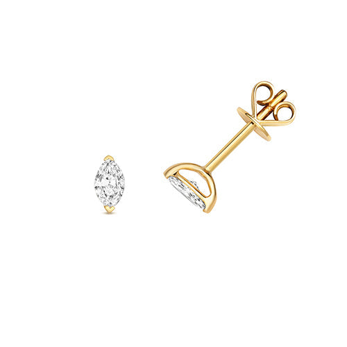 Puces d'oreilles en or 18 carats serties de diamants taille marquise