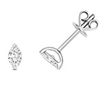 Puces d'oreilles en or blanc 18 carats serties de diamants taille marquise