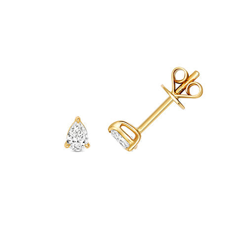 Puces d'oreilles en forme de poire serties de diamants et en or 18 carats
