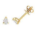 Puces d'oreilles en forme de poire serties de diamants et en or 18 carats