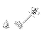 Puces d'oreilles en forme de poire serties de diamants, en or blanc 18 carats