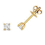 Puces d'oreilles en or 18 carats serties de diamants taille Asscher