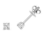 Puces d'oreilles en or blanc 18 carats serties de diamants taille Asscher