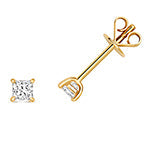 Puces d'oreilles en or 18 carats serties de diamants taille princesse