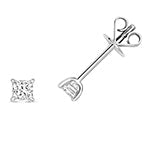 Puces d'oreilles en or blanc 18 carats serties de diamants taille princesse