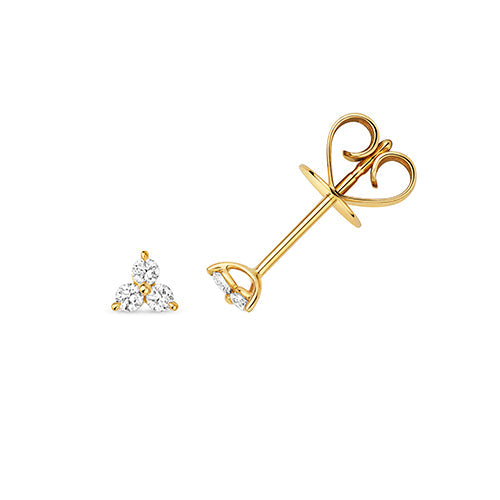  ORECCHINI A TRE PIETRE CON DIAMANTI IN ORO 18KT