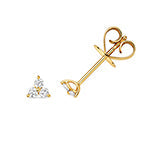Boucles d'oreilles à trois pierres en or 18 carats et diamants