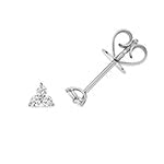 Boucles d'oreilles à trois pierres en or blanc 18 carats et diamants