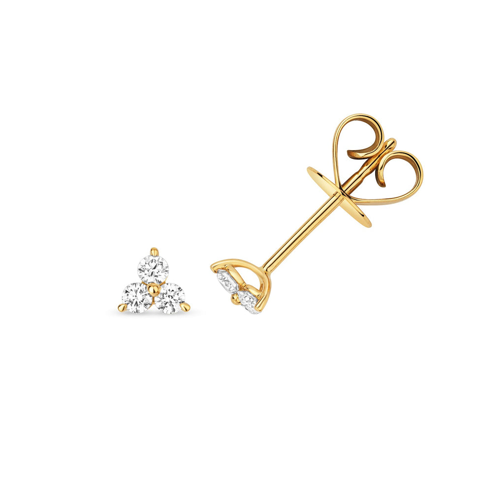 ORECCHINI A TRE PIETRE CON DIAMANTI IN ORO 18KT