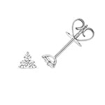 Boucles d'oreilles à trois pierres en or blanc 18 carats et diamants