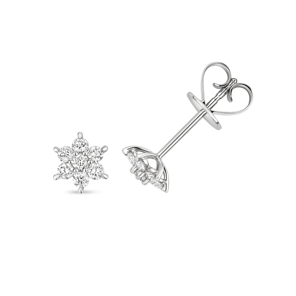 Diamantcluster-Ohrstecker aus 18-karätigem Weißgold