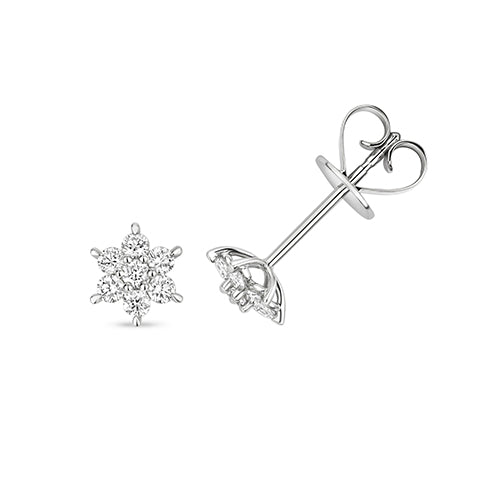 Boucles d'oreilles en or blanc 18 carats serties de diamants