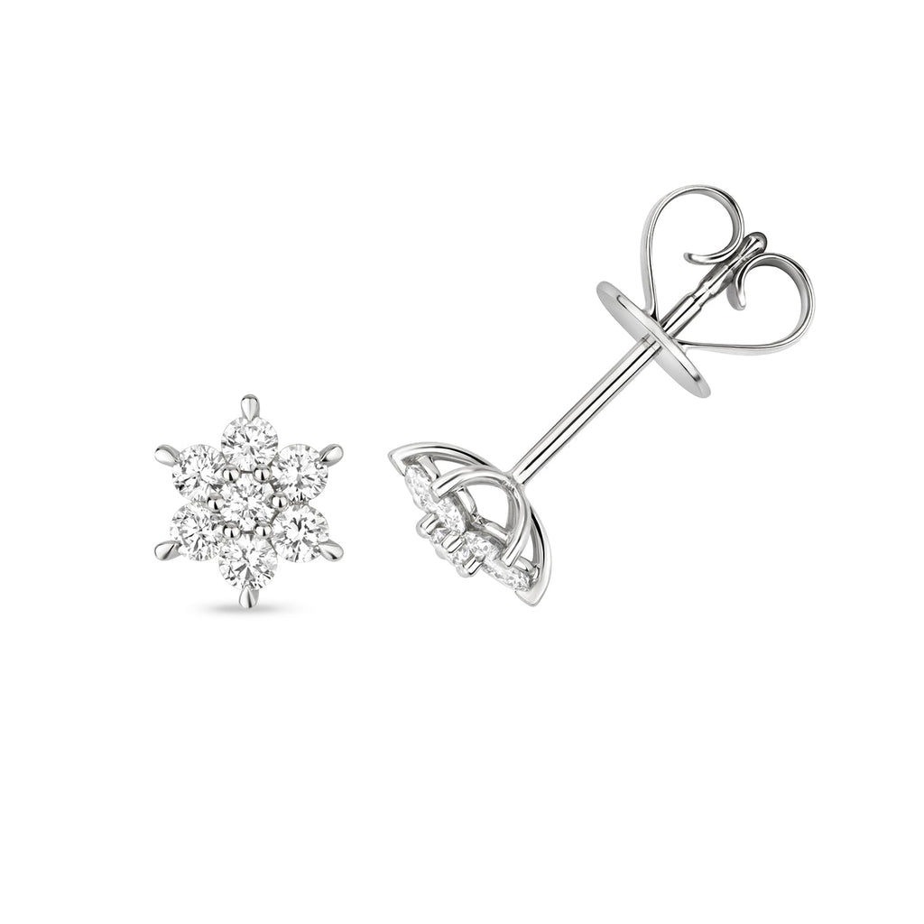 Boucles d'oreilles en or blanc 18 carats serties de diamants