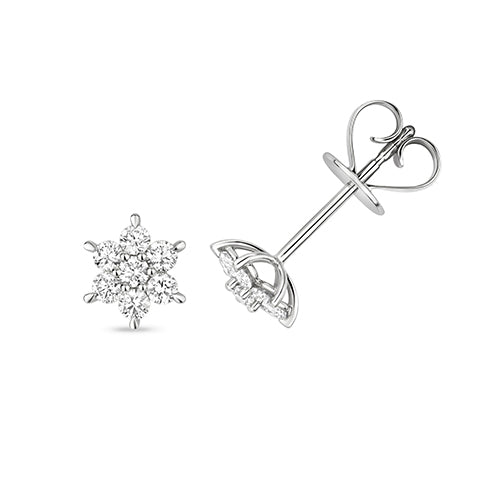 Boucles d'oreilles en or blanc 18 carats serties de diamants