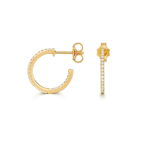 Elegant 18ct gold diamond hoop earrings