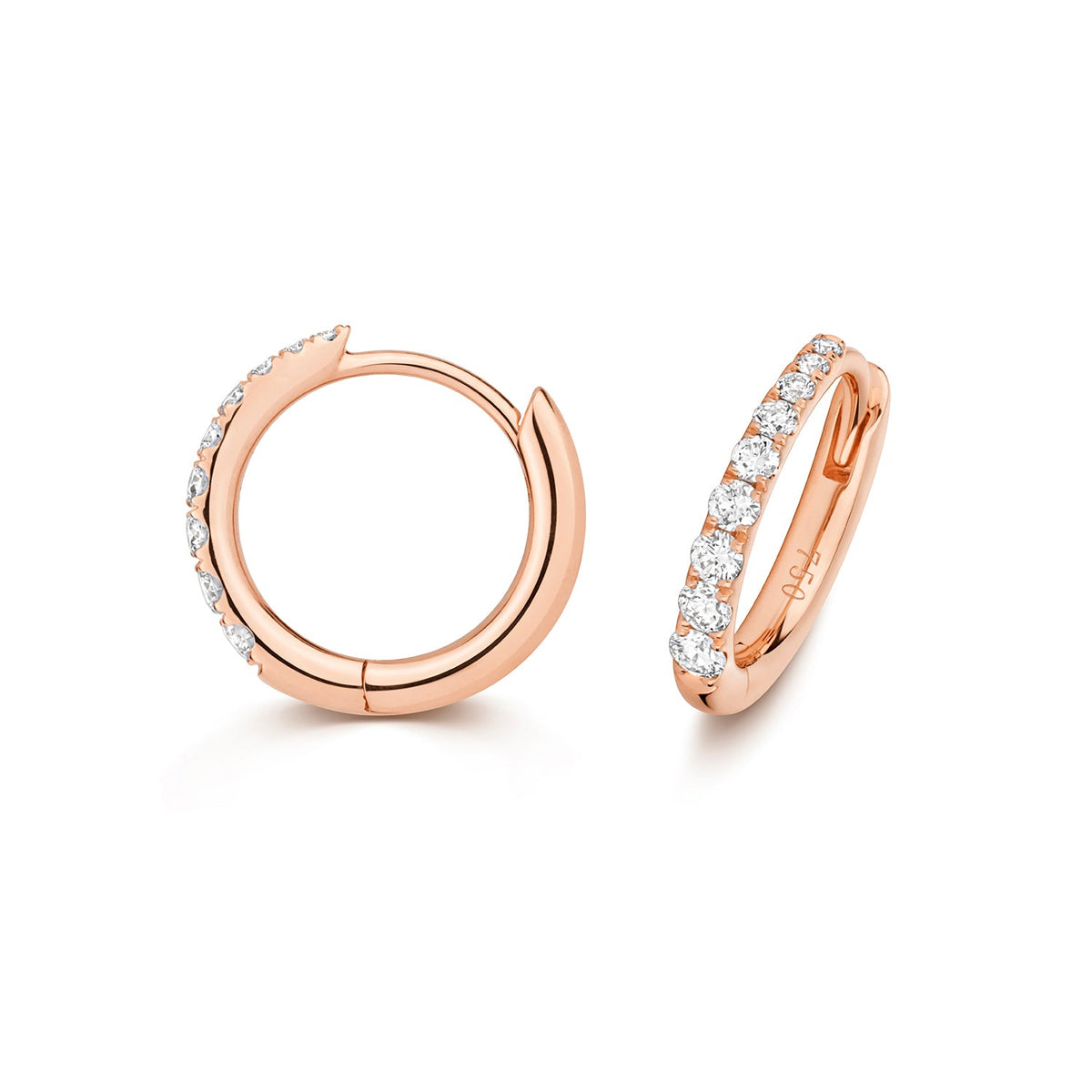 Elegant 8mm rose gold diamond hoops