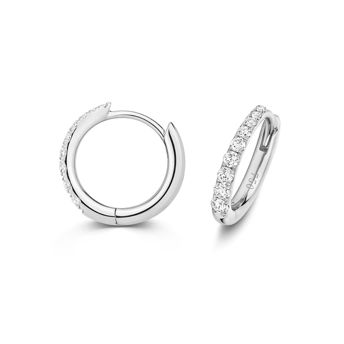 Premium 18ct white gold sparkle hoops