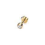 Rubover diamond cartilage stud in 18ct yellow gold
