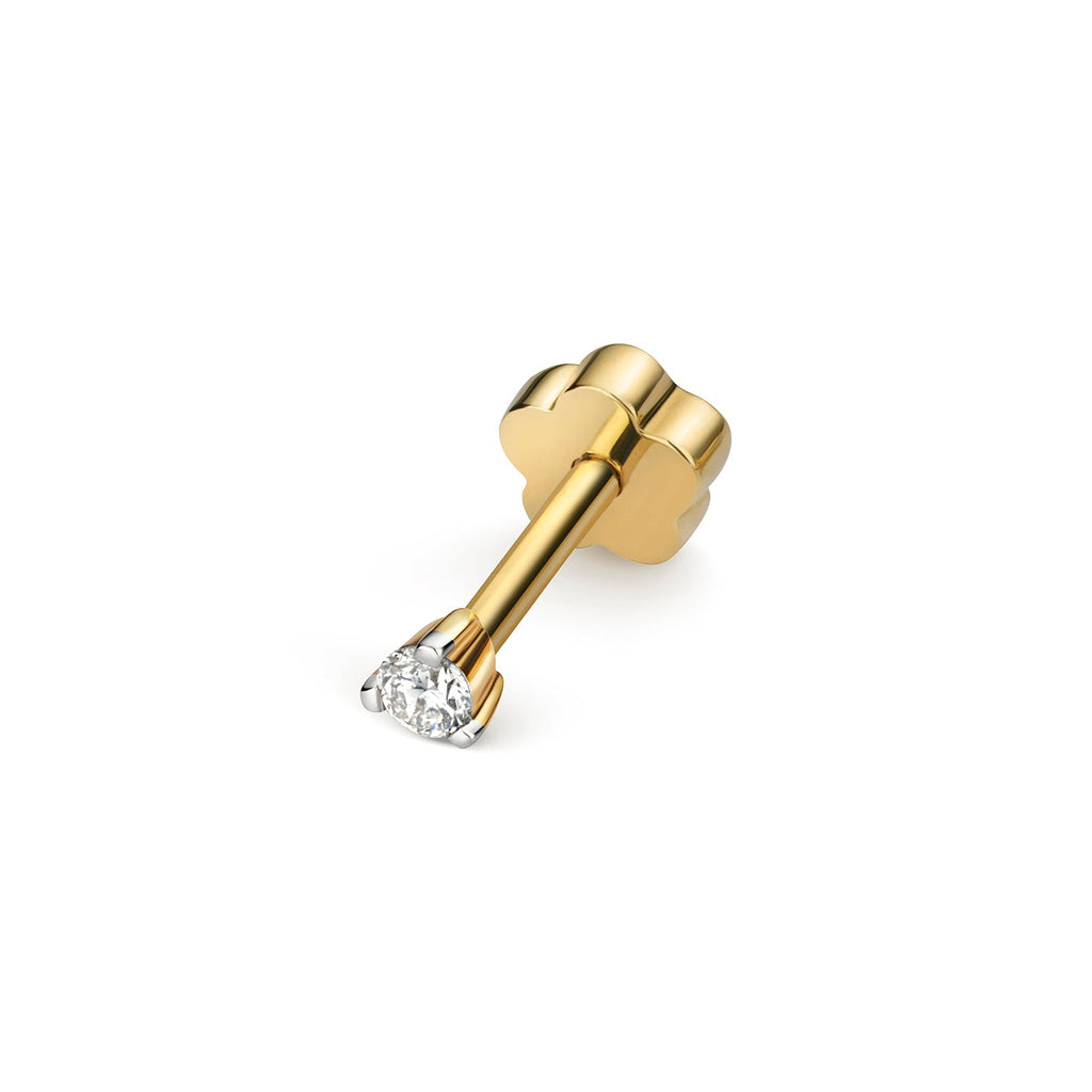 18ct gold three-clawed diamond stud earring