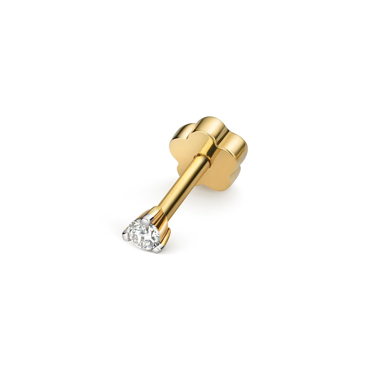 18ct gold three-clawed diamond stud earring