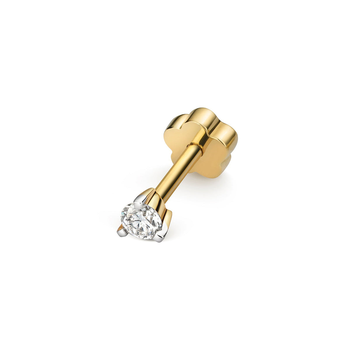 18ct gold diamond 3-claw cartilage stud