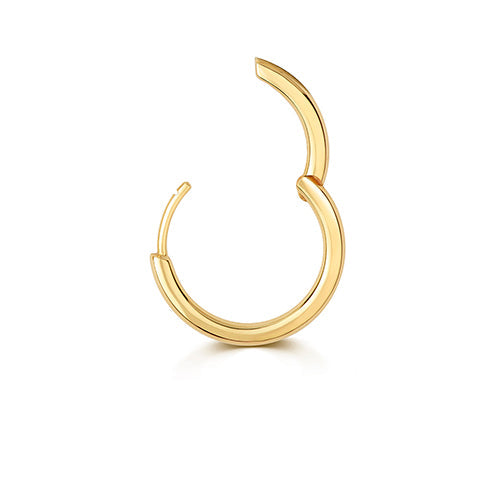 14mm round tube clicker cartilage hoop in yellow gold