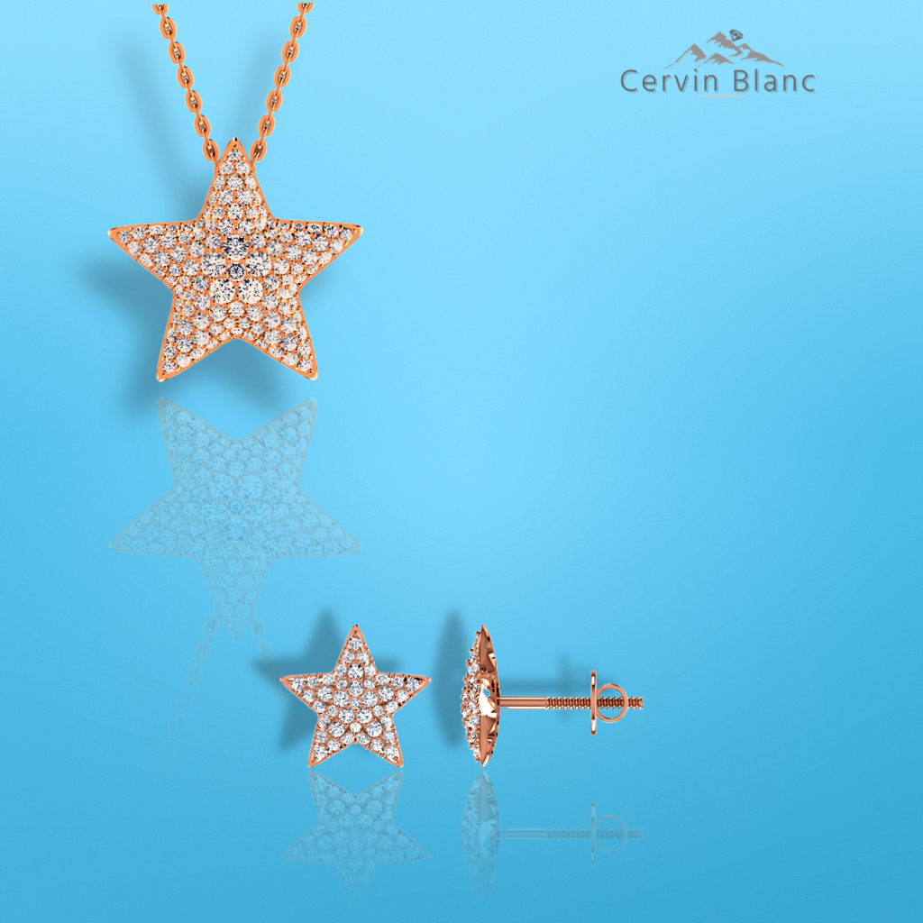Diamond Star Earrings Rose Gold