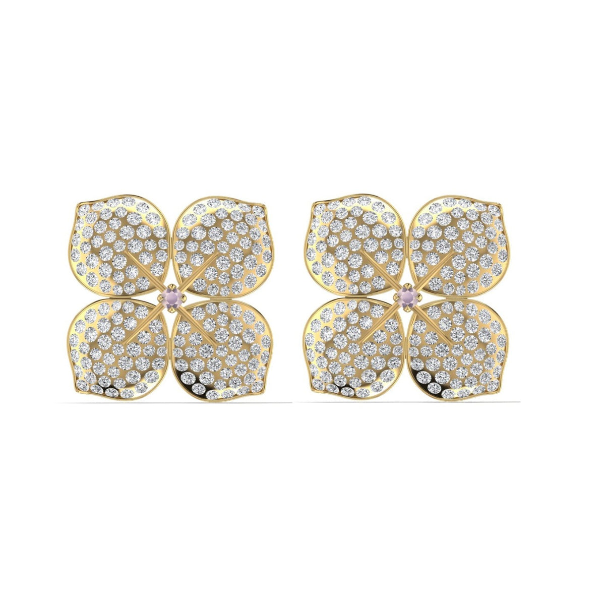 1.60ct hydrangea diamond earrings in 18ct yellow gold